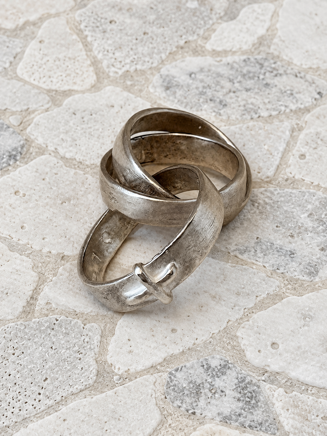 m.a+ Triple Ring With Stiched Cross AG318