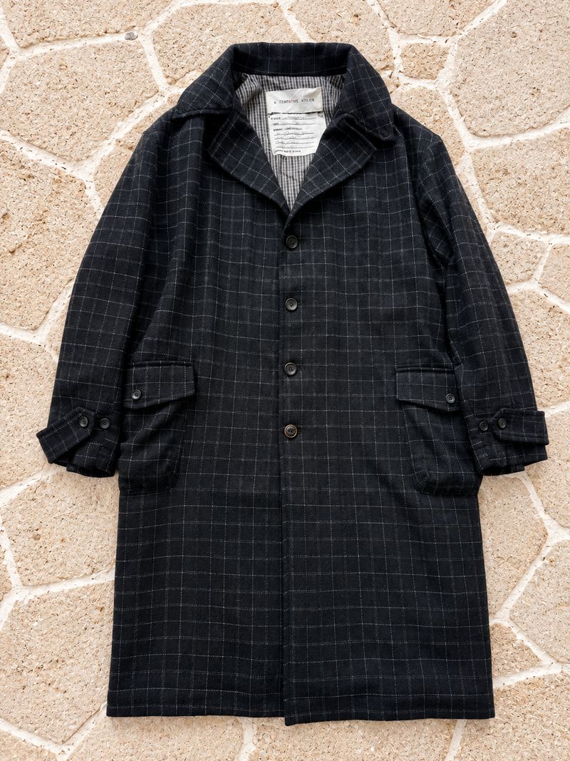 A TENTATIVE ATELIER Oversized Yak Checks Trench Coat / J.R.Mathieu