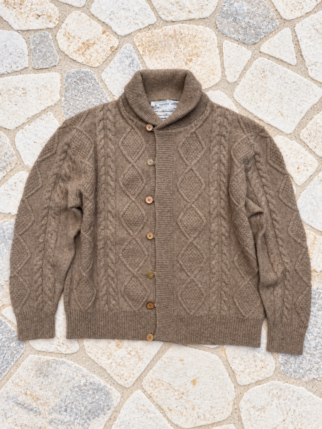 A TENTATIVE ATELIER Replica Guernsey Cable Cardigan / Bruno W.