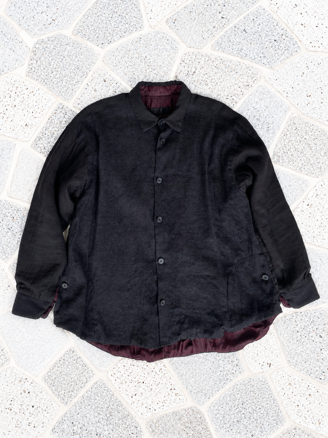 GEOFFREY B.SMALL Patchwork Assymetric Swing Back Exaggerated Volume Workshirt