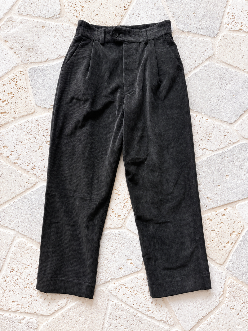 A TENTATIVE ATELIER Corduroy Hand Stitches Buckle Pants / Gysin